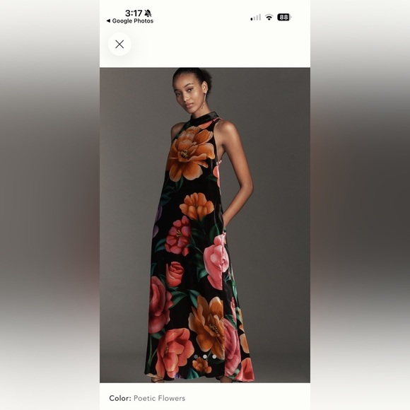 FARM Rio Dresses & Skirts - NWT Farm Rio x Anthropologie Mock-neck Printed Velvet Midi Dress Medium Petite
